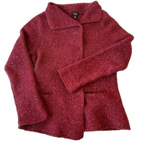 Eileen Fisher Button Front Cardigan Sweater Sz M Alpaca Wool Silk Nylon